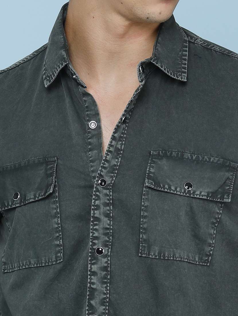 Men Solid Long Sleeve Slim Fit Casual Shirt - 22467782 -  Standard Image - 1