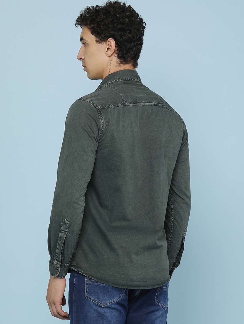 Men Solid Long Sleeve Slim Fit Casual Shirt - 22467782 -  Standard Image - 4