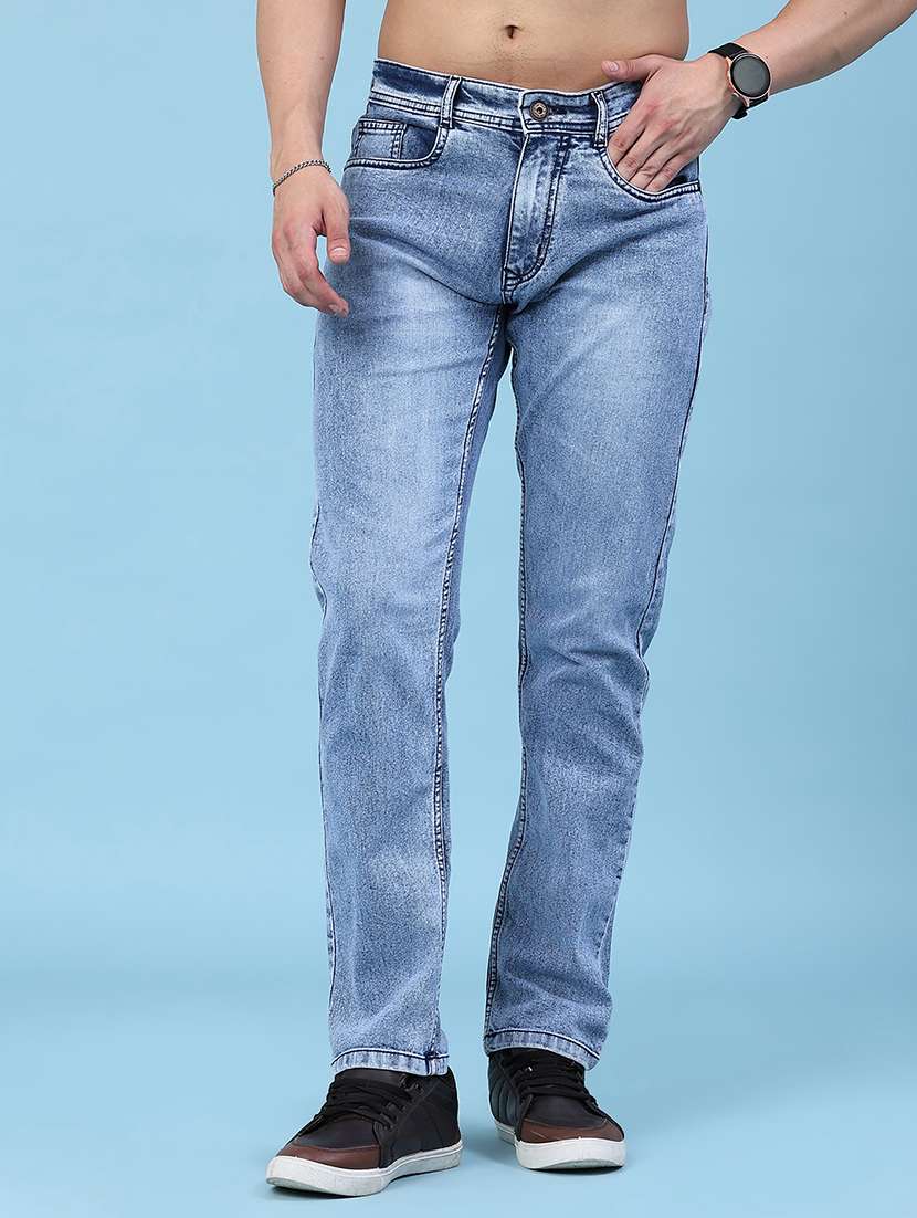 men washed mid rise slim fit jeans