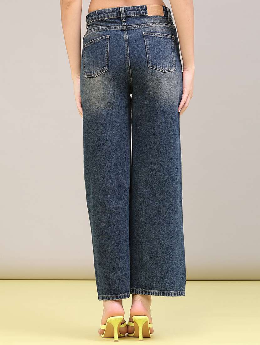 women washed mid rise straight jeans - 22467859 -  Standard Image - 4