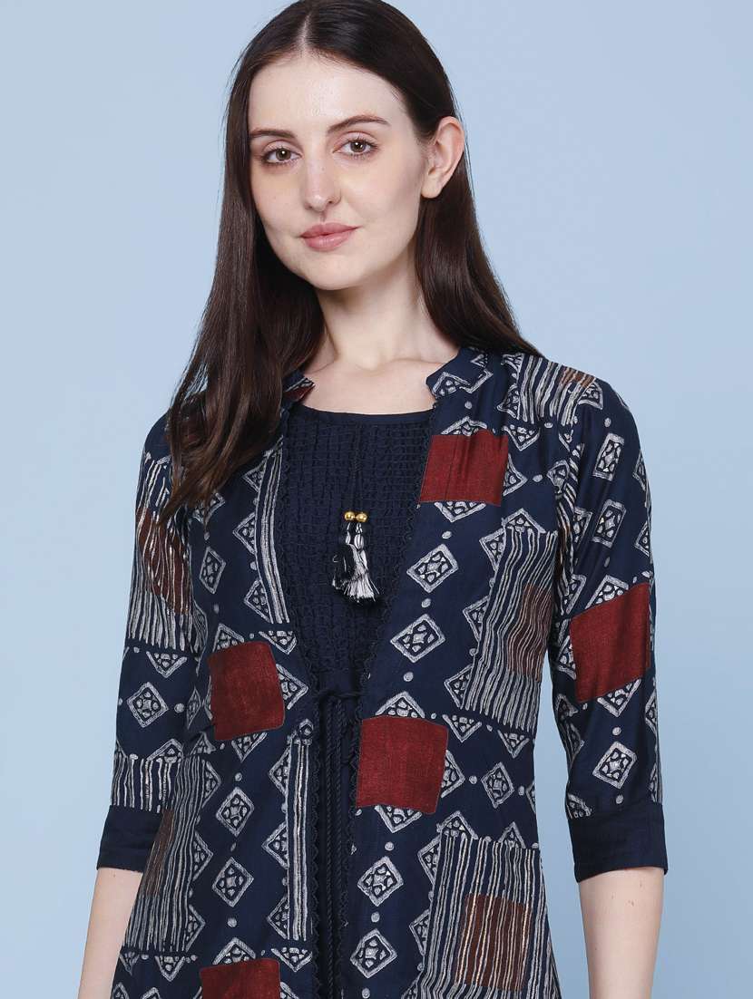 women printed three quarter sleeve kurta - 22467961 -  Standard Image - 1