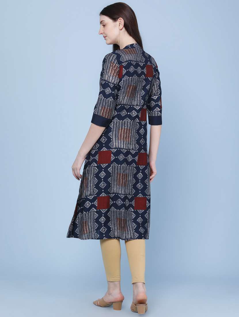 women printed three quarter sleeve kurta - 22467961 -  Standard Image - 4