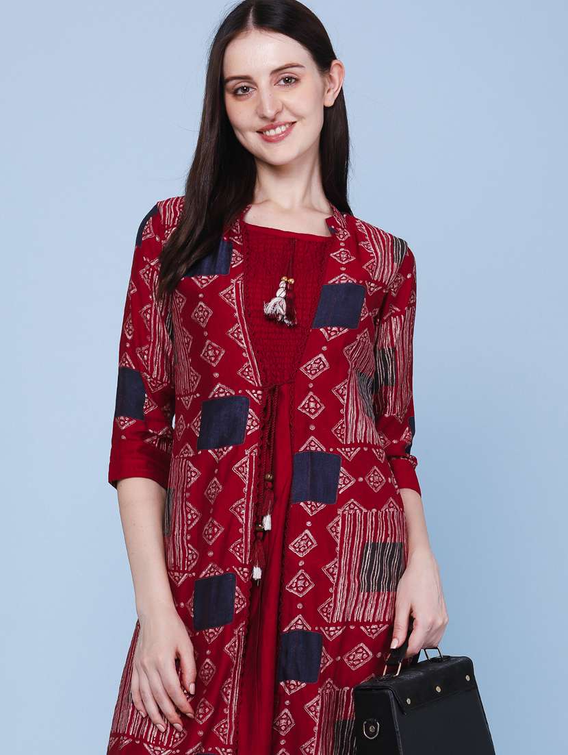 women printed three quarter sleeve kurta - 22467962 -  Standard Image - 1