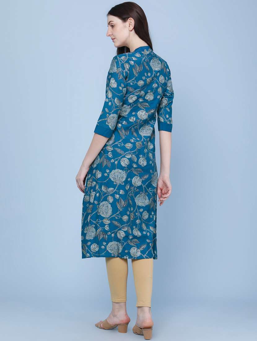 women printed three quarter sleeve kurta - 22467963 -  Standard Image - 4
