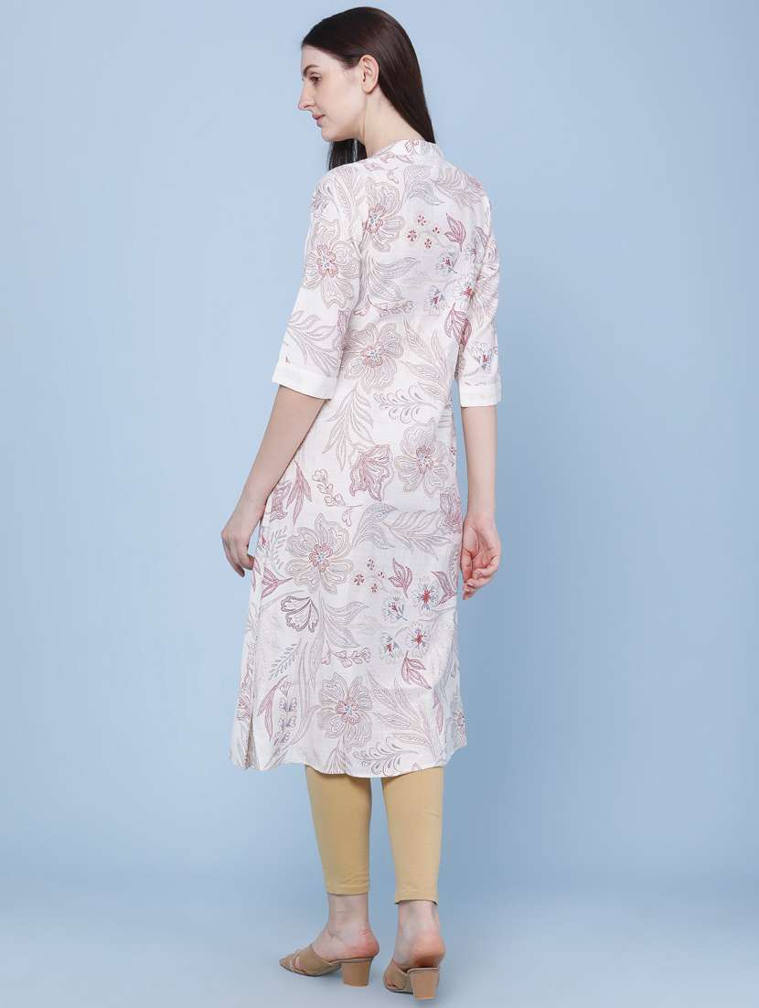 women printed three quarter sleeve kurta - 22467966 -  Standard Image - 4