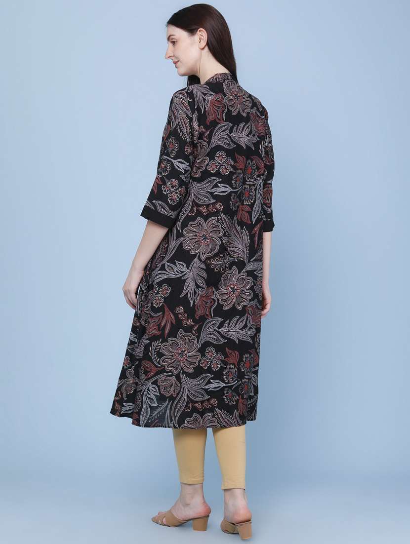 women printed three quarter sleeve kurta - 22467967 -  Standard Image - 4