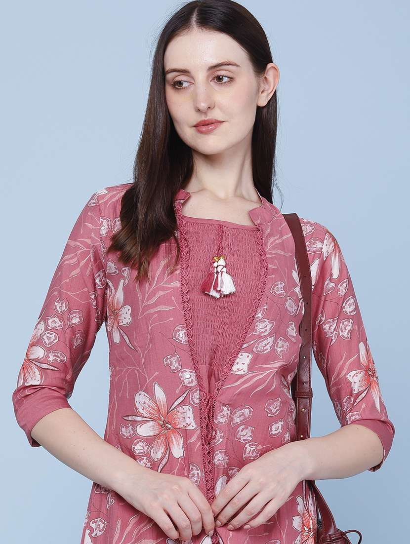 women printed three quarter sleeve kurta - 22467970 -  Standard Image - 1