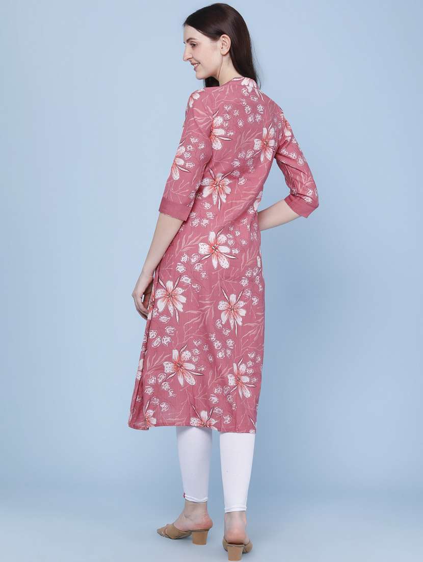 women printed three quarter sleeve kurta - 22467970 -  Standard Image - 4