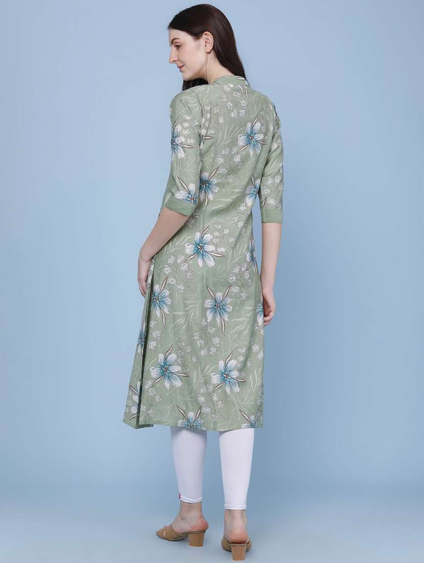 women printed three quarter sleeve kurta - 22467971 -  Standard Image - 4
