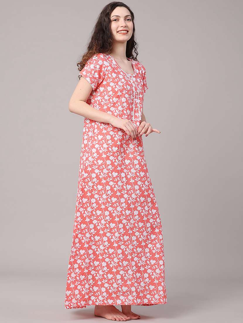 Women Printed Round Neck Nighty - 22468017 -  Standard Image - 4