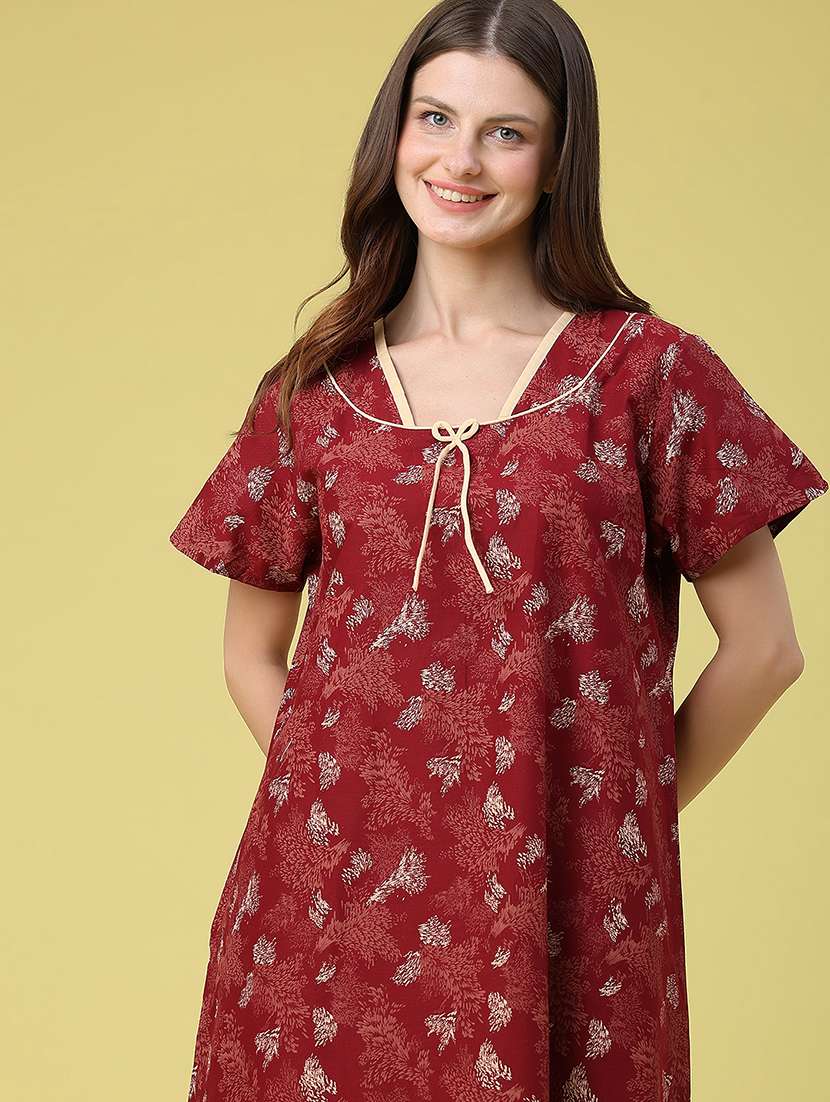 women printed square neck nighty - 22468029 -  Standard Image - 1