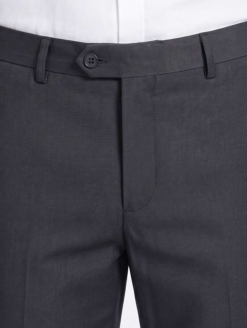 Men Solid Mid Rise Flat Front Formal Trouser - 22468057 -  Standard Image - 1