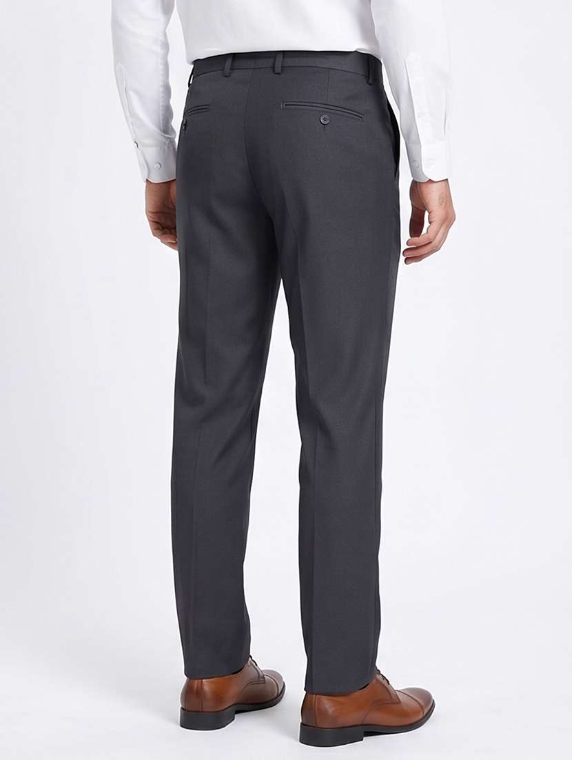 Men Solid Mid Rise Flat Front Formal Trouser - 22468057 -  Standard Image - 4
