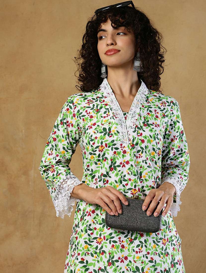 women pink cotton straight kurta - 22468150 -  Standard Image - 1