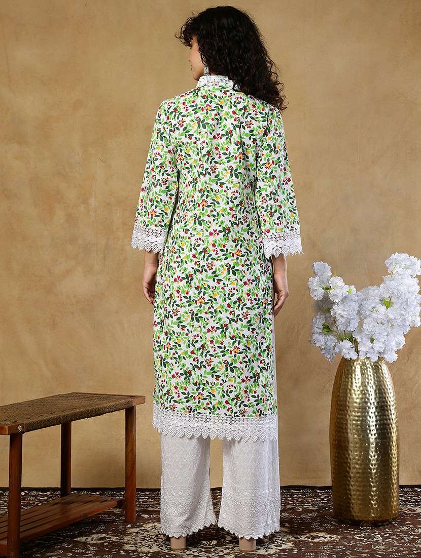women pink cotton straight kurta - 22468150 -  Standard Image - 4
