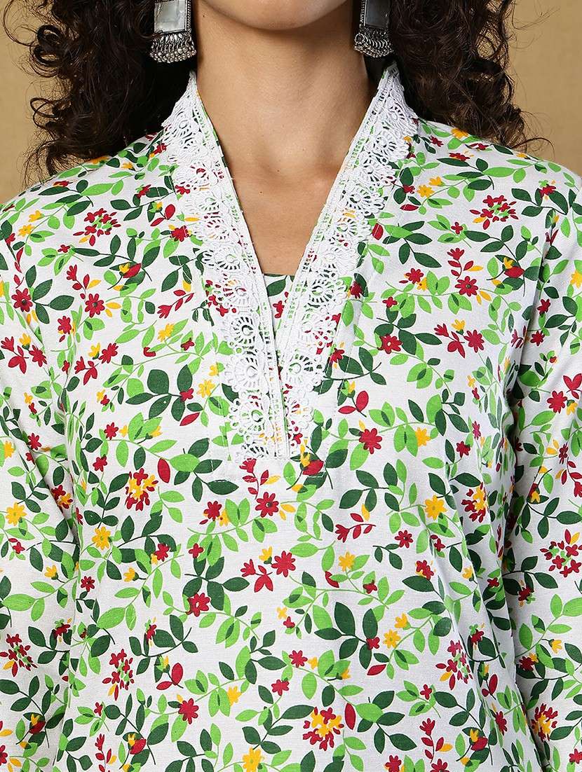 women pink cotton straight kurta - 22468150 -  Standard Image - 6