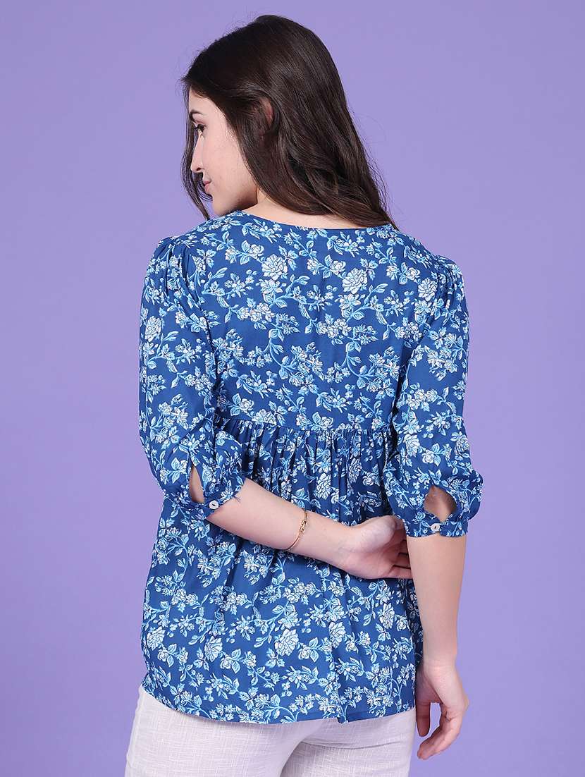 Women Printed Three Quarter Sleeves Flared Top - 22468170 -  Standard Image - 4