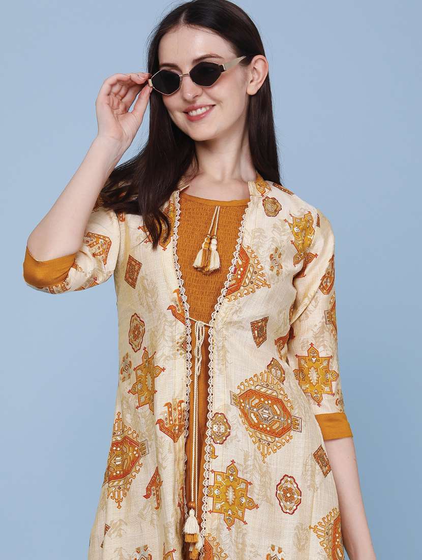 women printed three quarter sleeve kurta - 22468192 -  Standard Image - 1