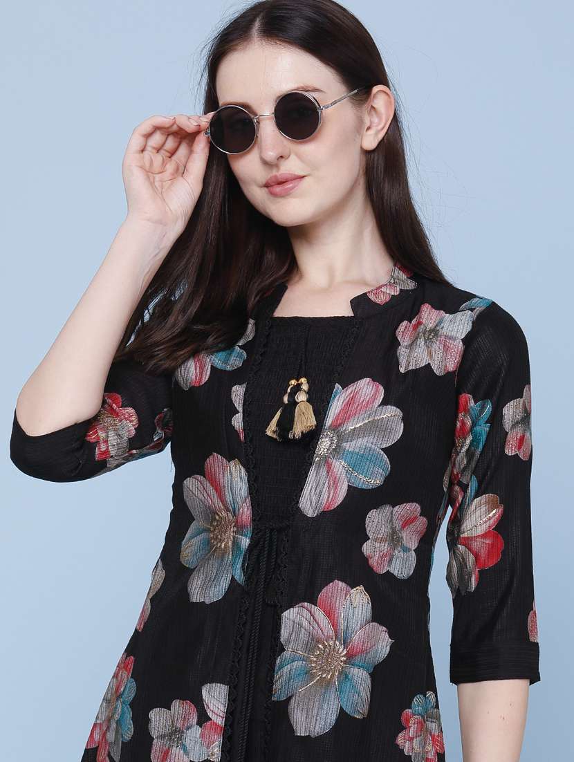 women printed three quarter sleeve kurta - 22468199 -  Standard Image - 1
