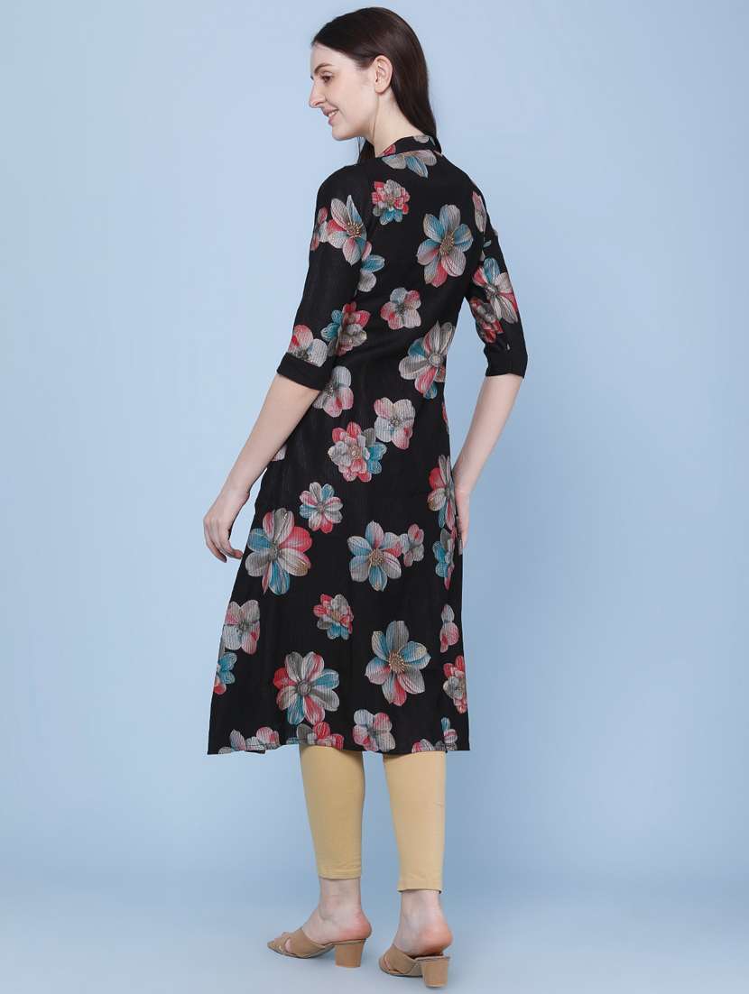 women printed three quarter sleeve kurta - 22468199 -  Standard Image - 4