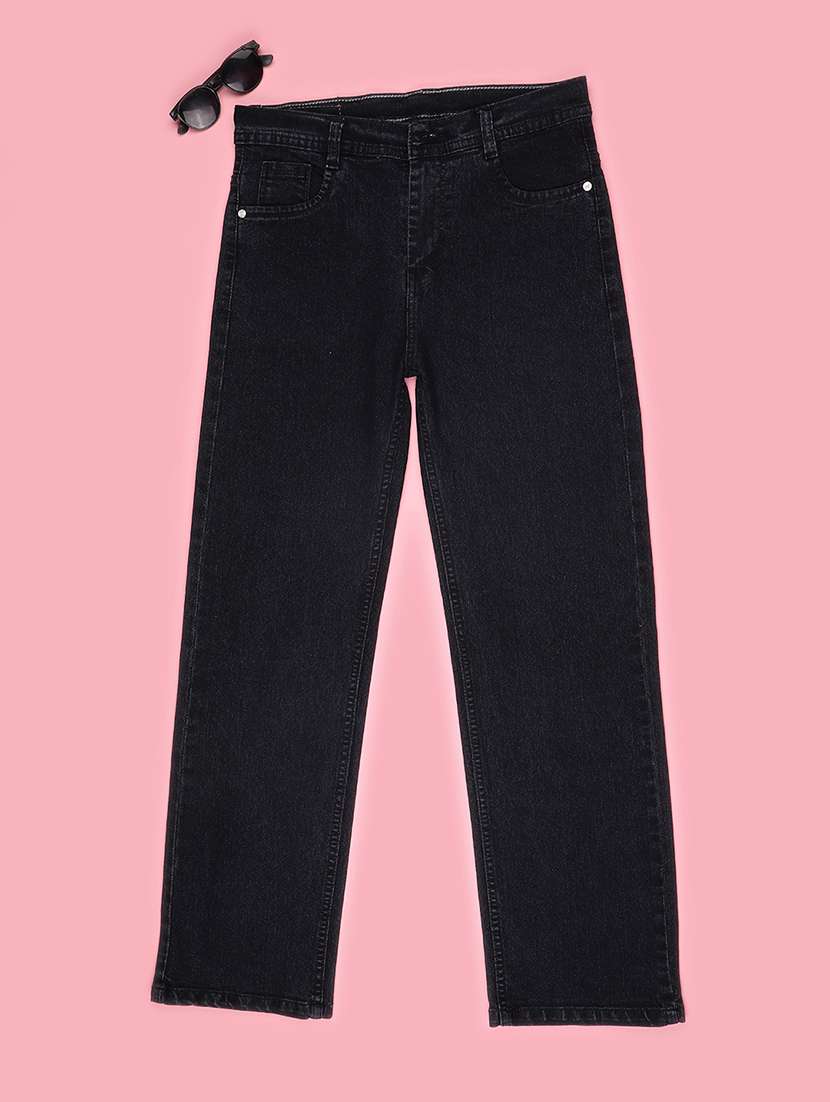 girls solid mid rise straight jeans - 22468237 -  Standard Image - 1