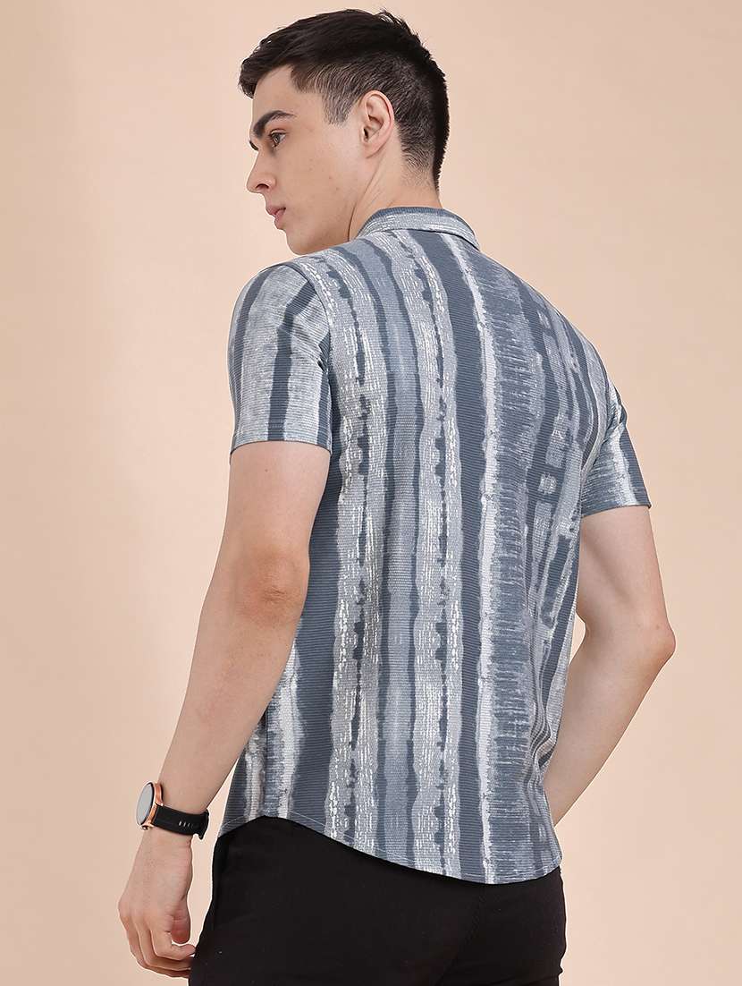 men printed short sleeve slim fit casual shirt - 22468304 -  Standard Image - 4