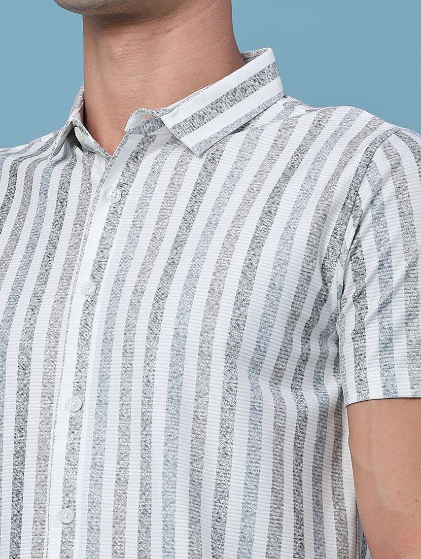 men striped short sleeve slim fit casual shirt - 22468307 -  Standard Image - 1