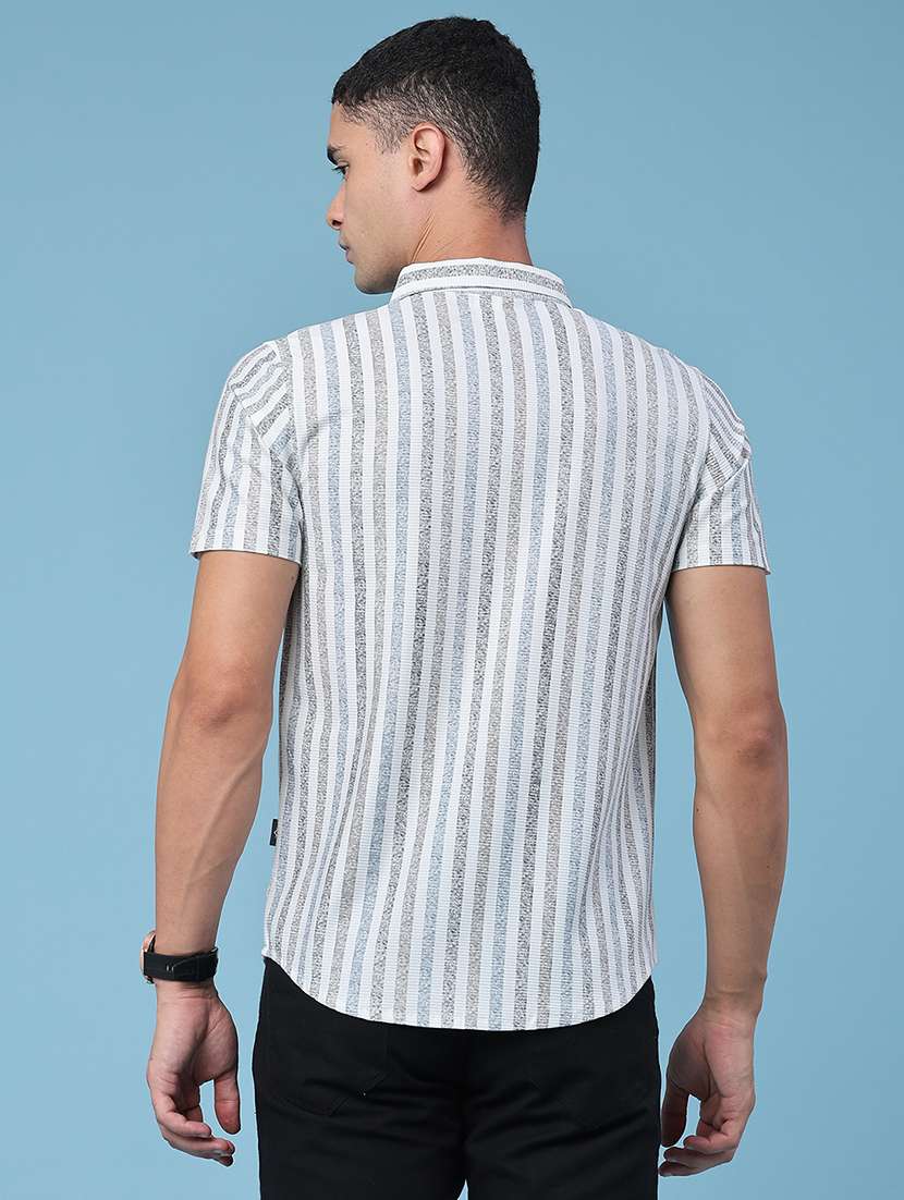 men striped short sleeve slim fit casual shirt - 22468307 -  Standard Image - 4