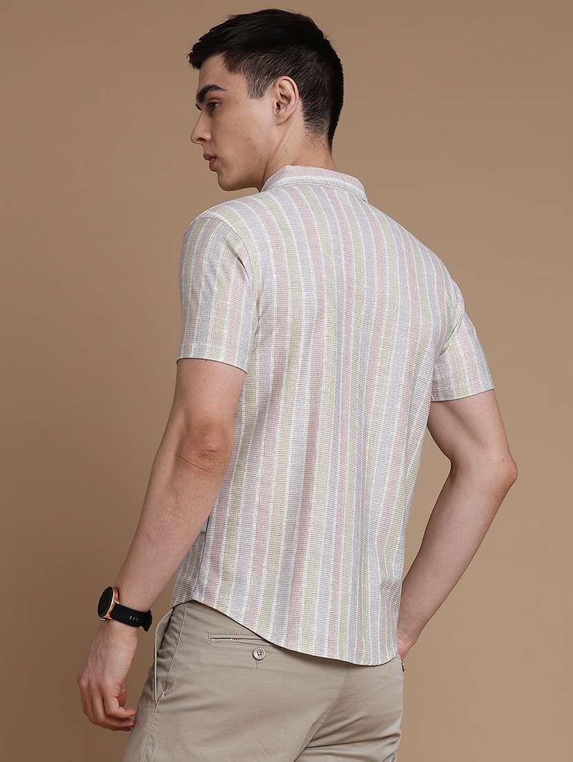 men striped short sleeve slim fit casual shirt - 22468309 -  Standard Image - 4