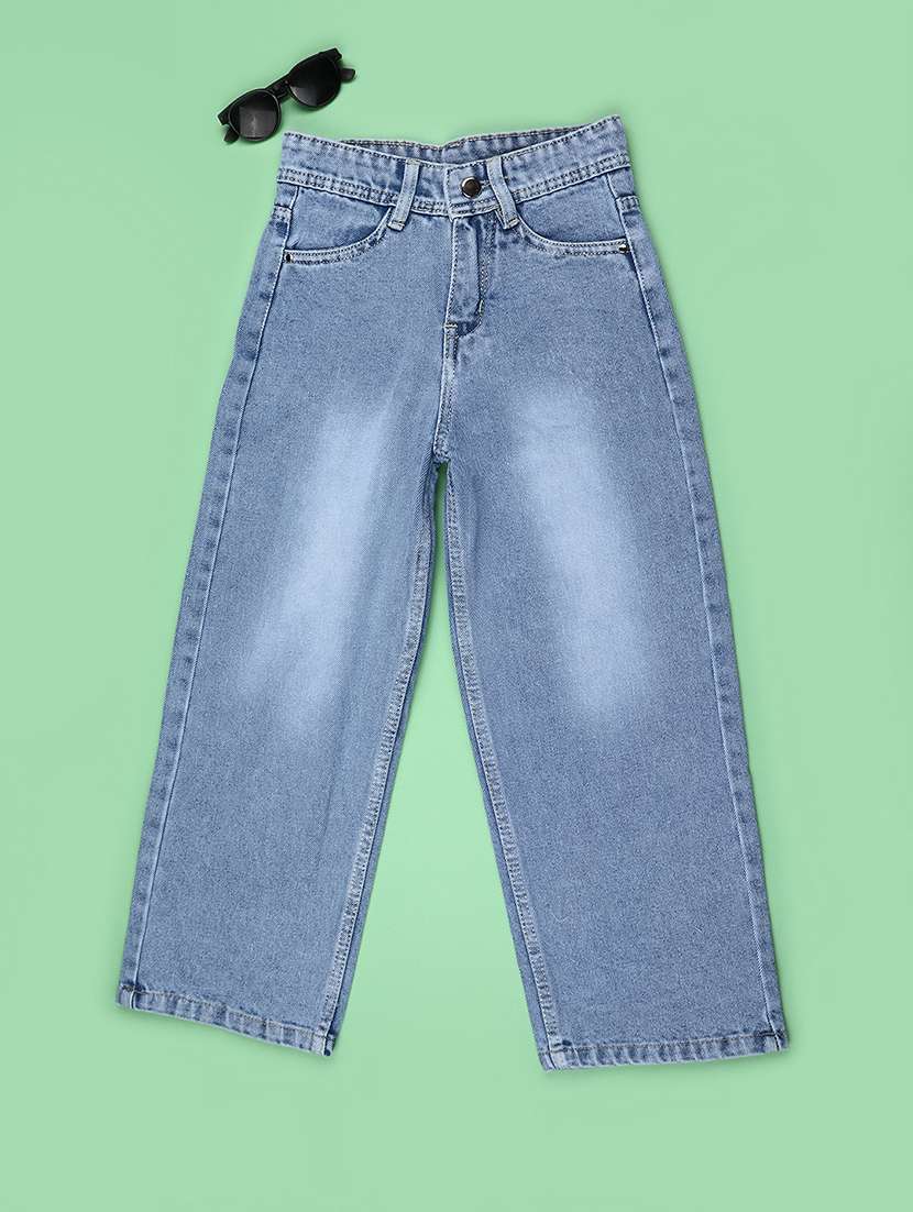 girls washed mid rise straight fit jeans - 22468438 -  Standard Image - 1