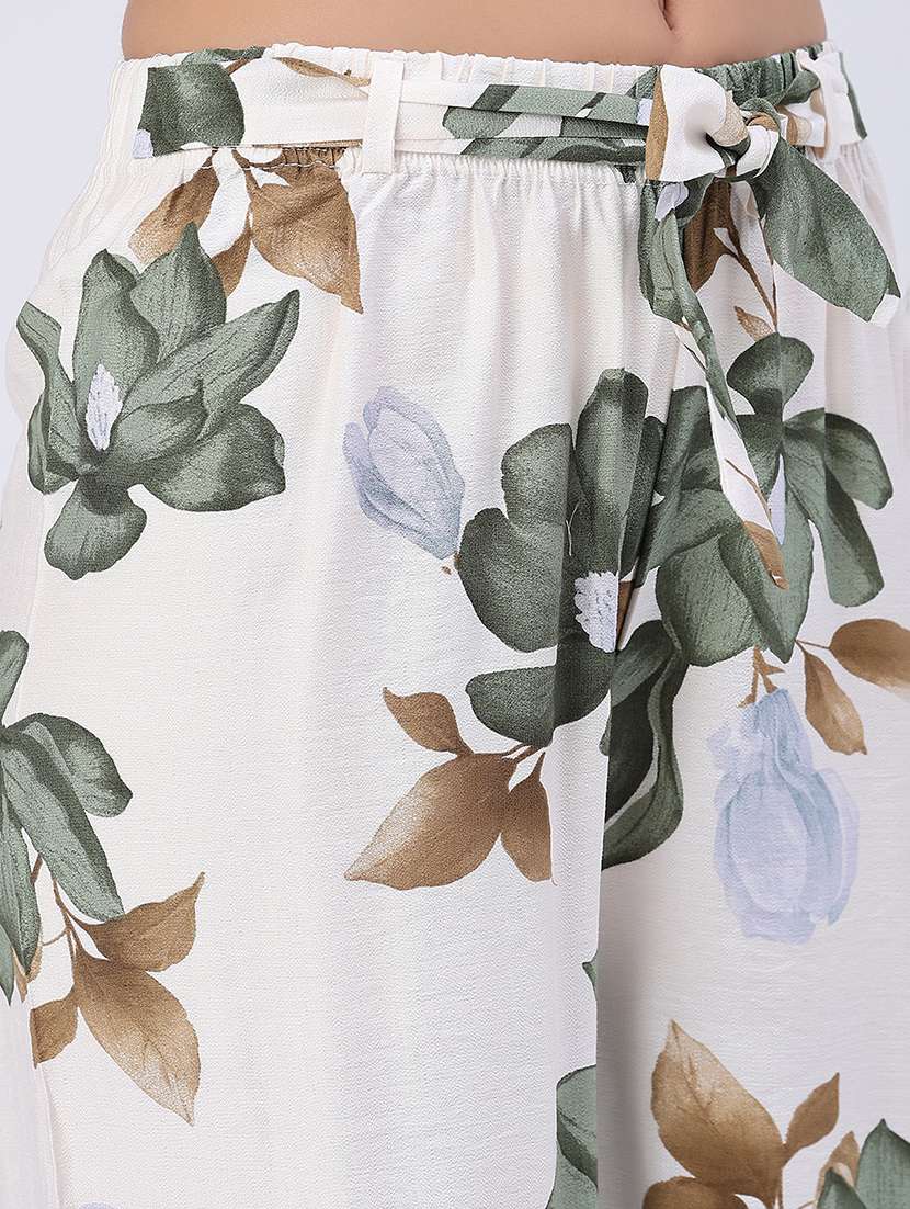 women printed mid rise wide leg trouser - 22468441 -  Standard Image - 1