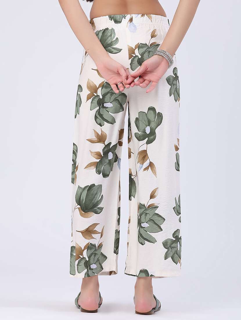 women printed mid rise wide leg trouser - 22468441 -  Standard Image - 4