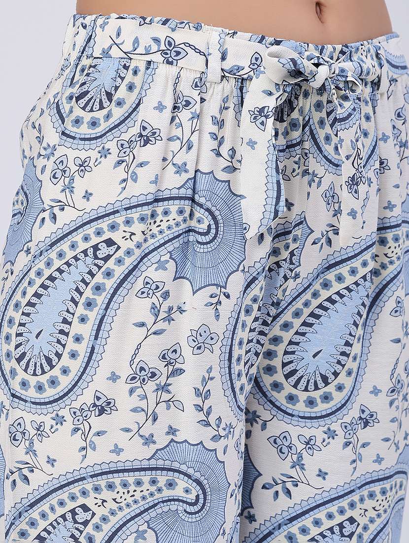 women printed mid rise wide leg trouser - 22468443 -  Standard Image - 1