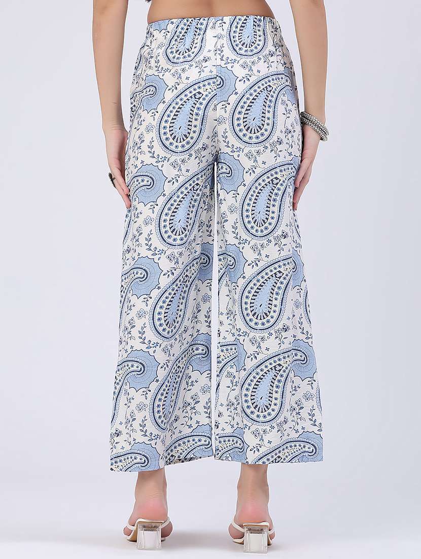 women printed mid rise wide leg trouser - 22468443 -  Standard Image - 4