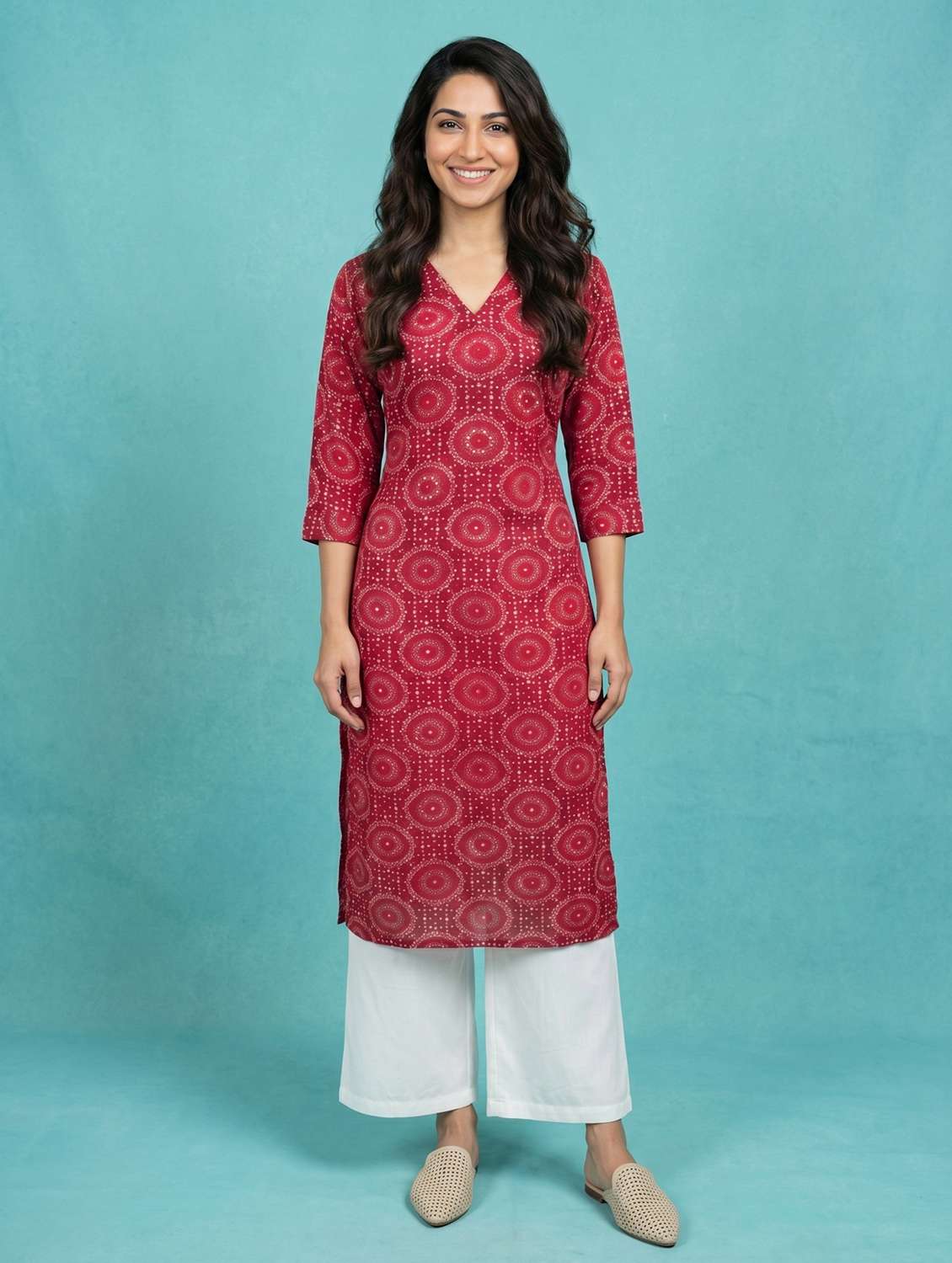 women red viscose straight kurta - 22468501 -  Standard Image - 1