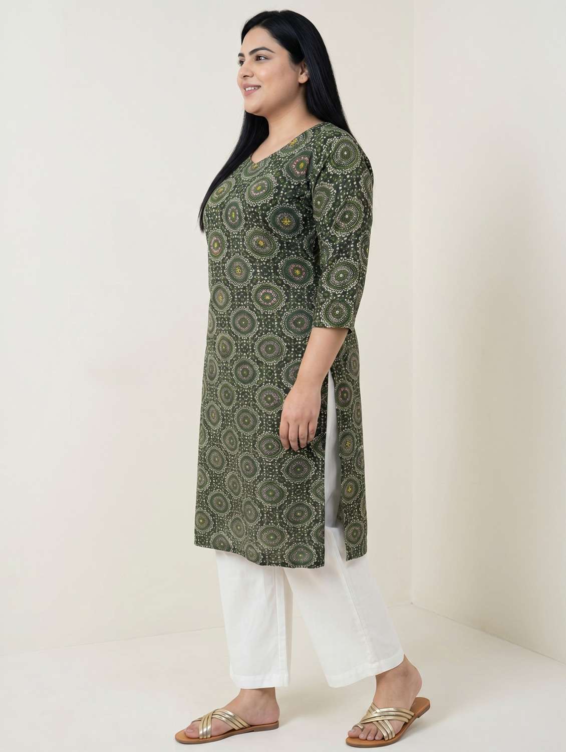 women green viscose straight kurta