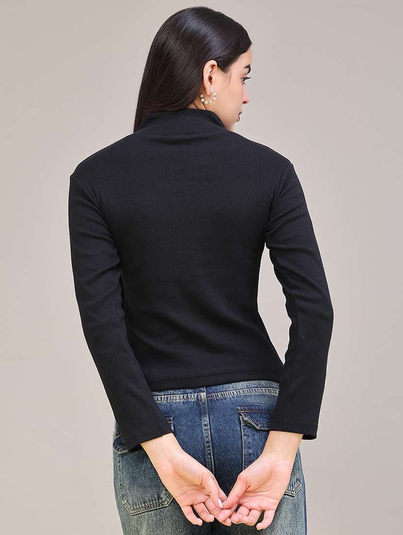 wome solid long sleeves regular top - 22468532 -  Standard Image - 4