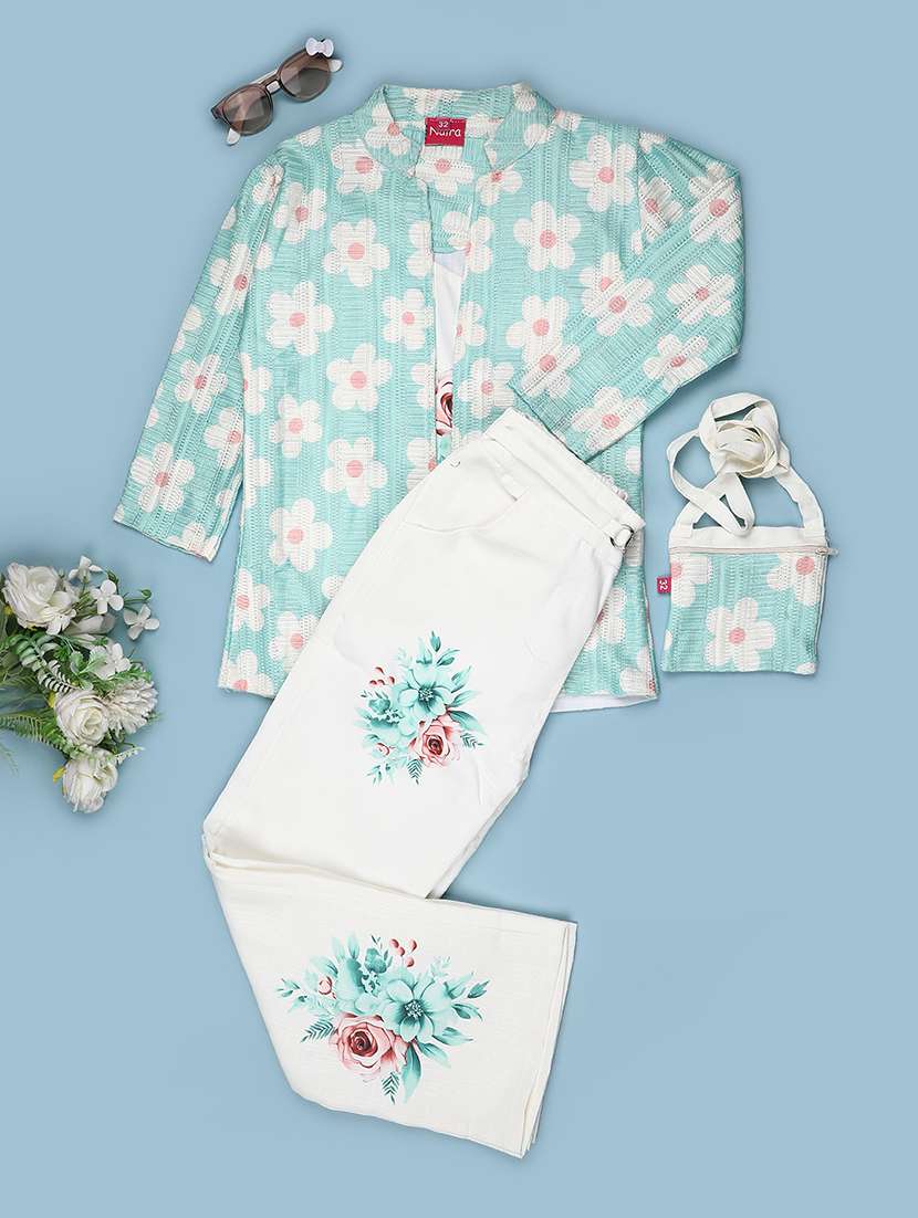 girls floral printed long sleeves top and trouser set - 22468590 -  Standard Image - 1