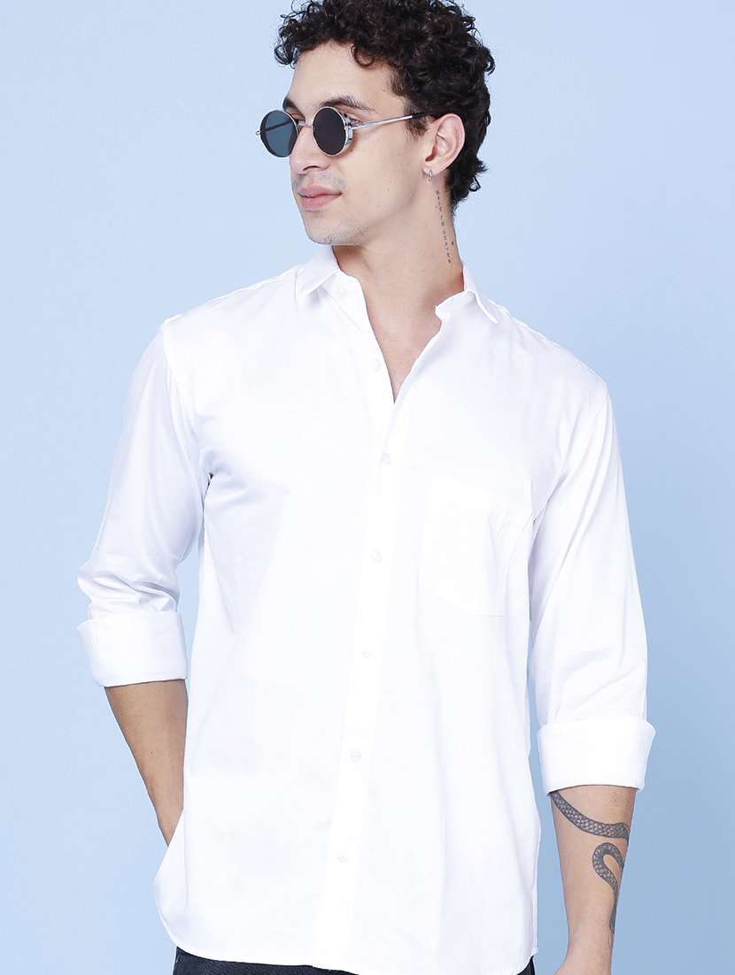 men solid long sleeve regular fit casual shirt