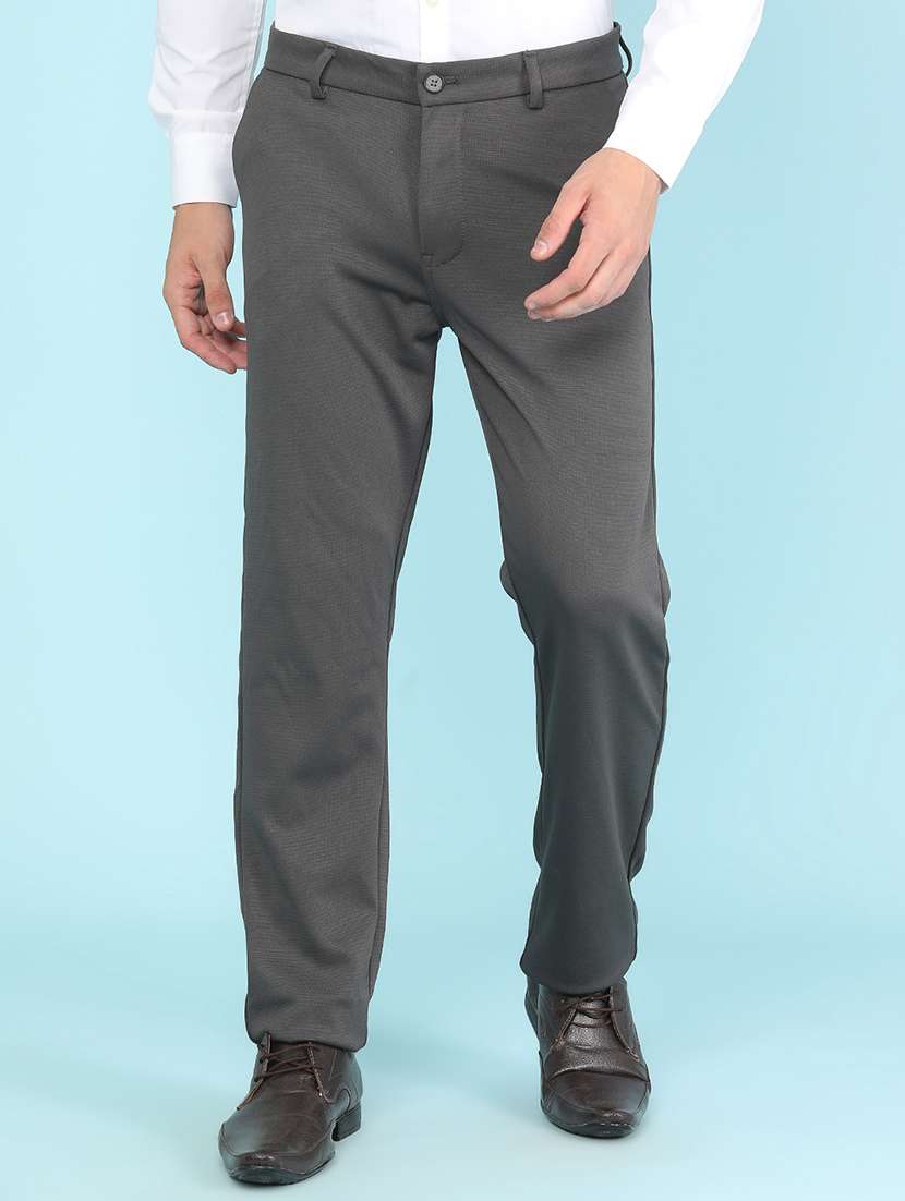 men solid mid rise regular fit formal trouser