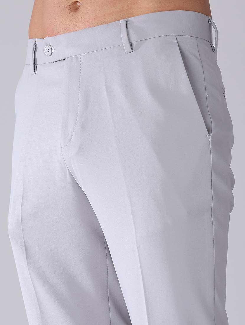 men solid mid rise flat front formal trouser - 22468842 -  Standard Image - 1