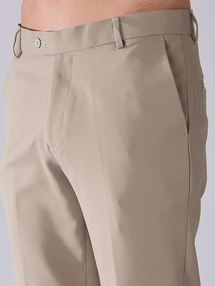 men solid mid rise flat front formal trouser - 22468844 -  Standard Image - 1