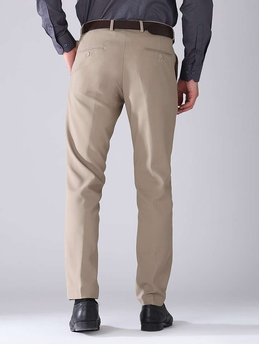 men solid mid rise flat front formal trouser - 22468844 -  Standard Image - 4