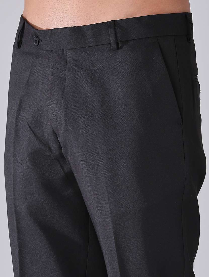men solid mid rise flat front formal trouser - 22468849 -  Standard Image - 1