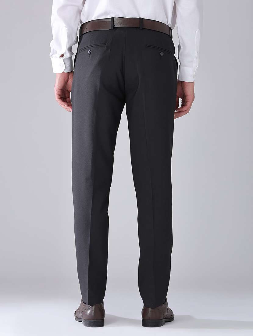 men solid mid rise flat front formal trouser - 22468849 -  Standard Image - 4