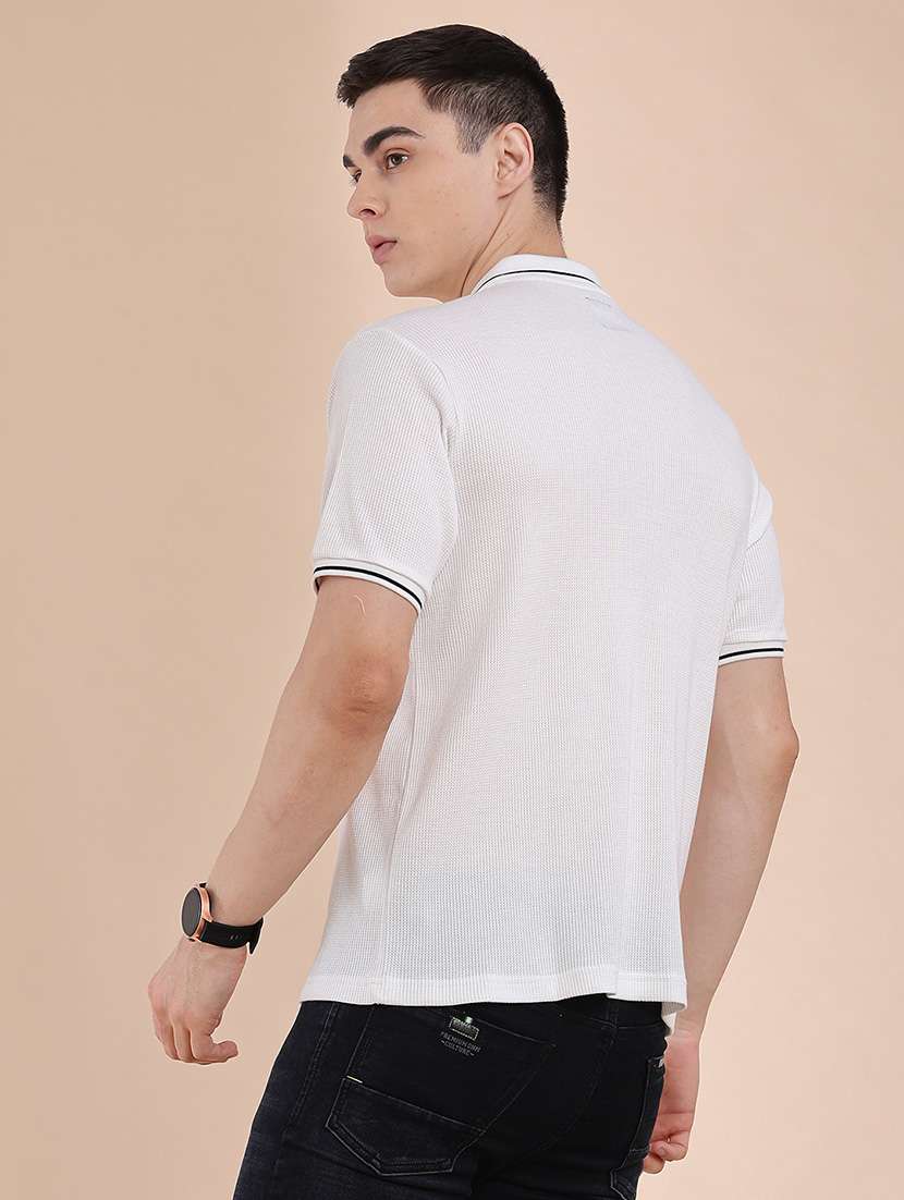 men textured short sleeve regular fit polo t-shirt - 22468902 -  Standard Image - 4
