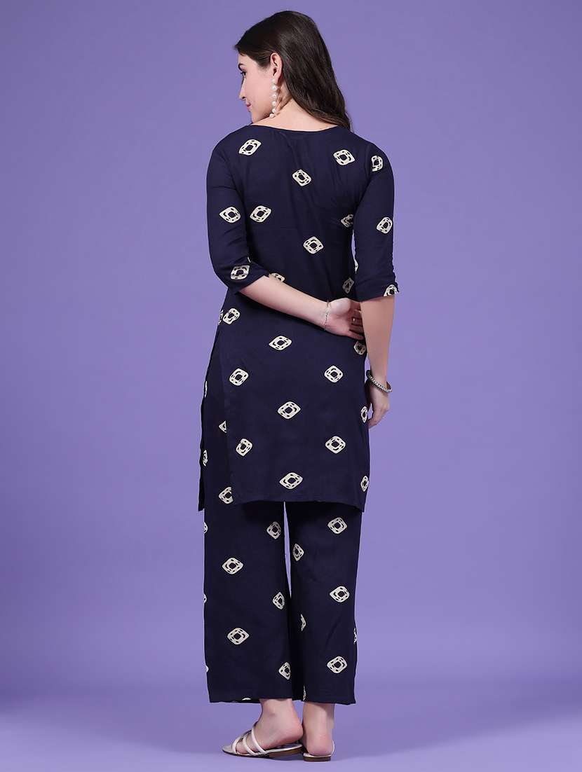 women printed three quarter sleeve ethnic co-ord set - 22468957 -  Standard Image - 4
