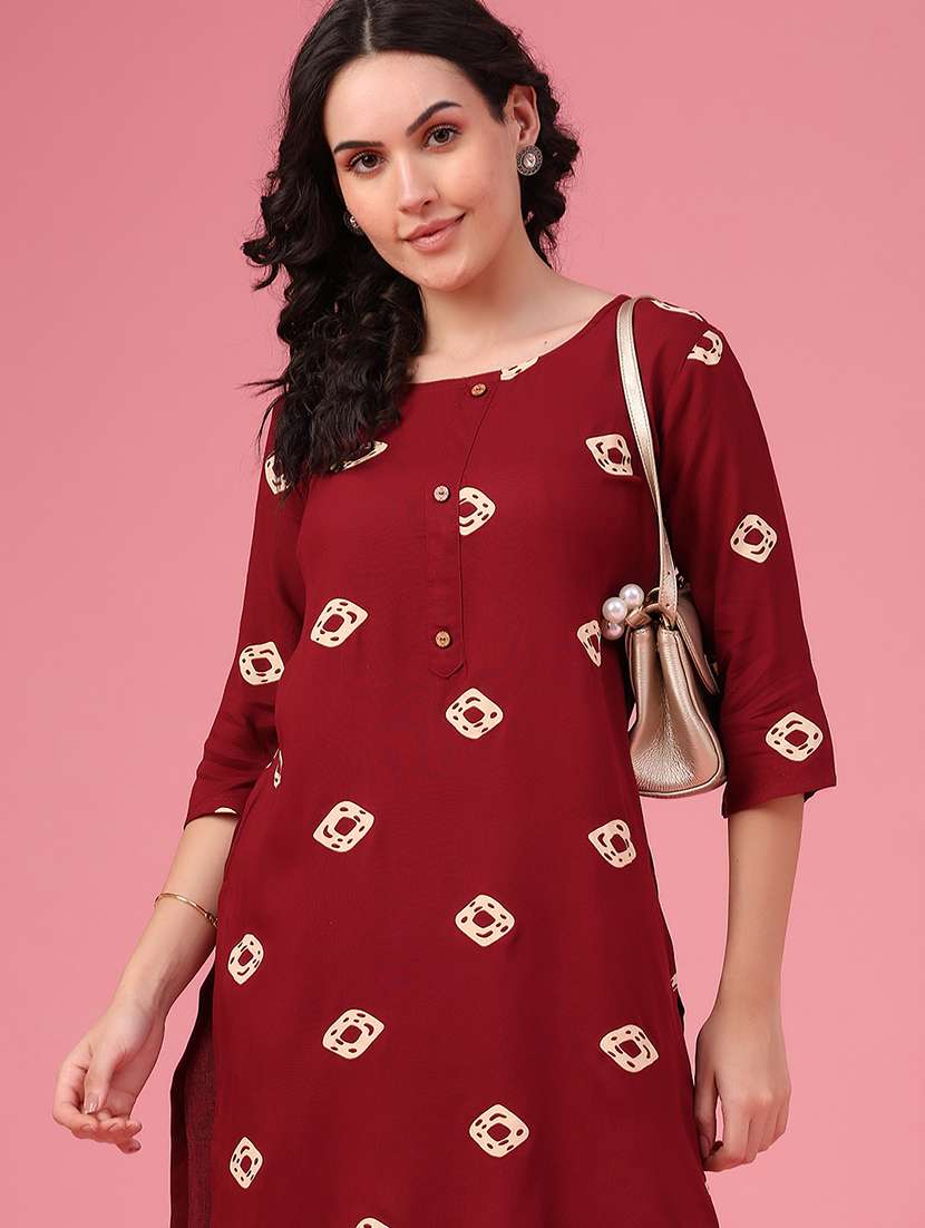 Women Printed Three Quarter Sleeve Ethnic Co-ord Set - 22468966 -  Standard Image - 4