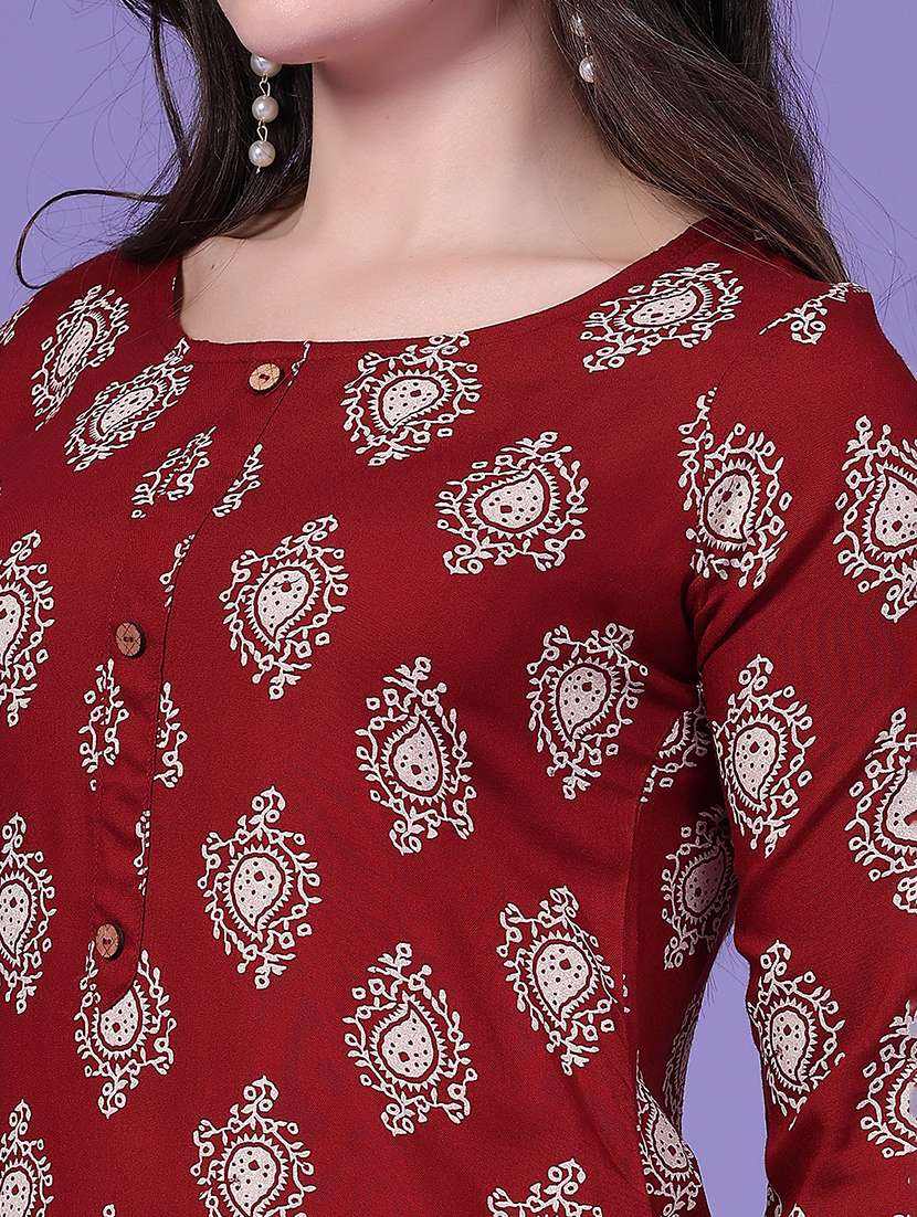 Women Printed Three Quarter Sleeve Ethnic Co-ord Set - 22468971 -  Standard Image - 1