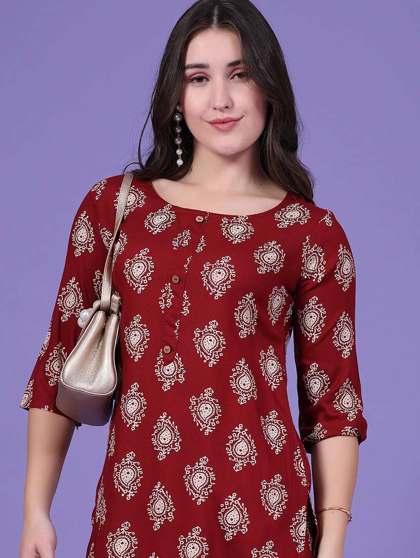 Women Printed Three Quarter Sleeve Ethnic Co-ord Set - 22468971 -  Standard Image - 4